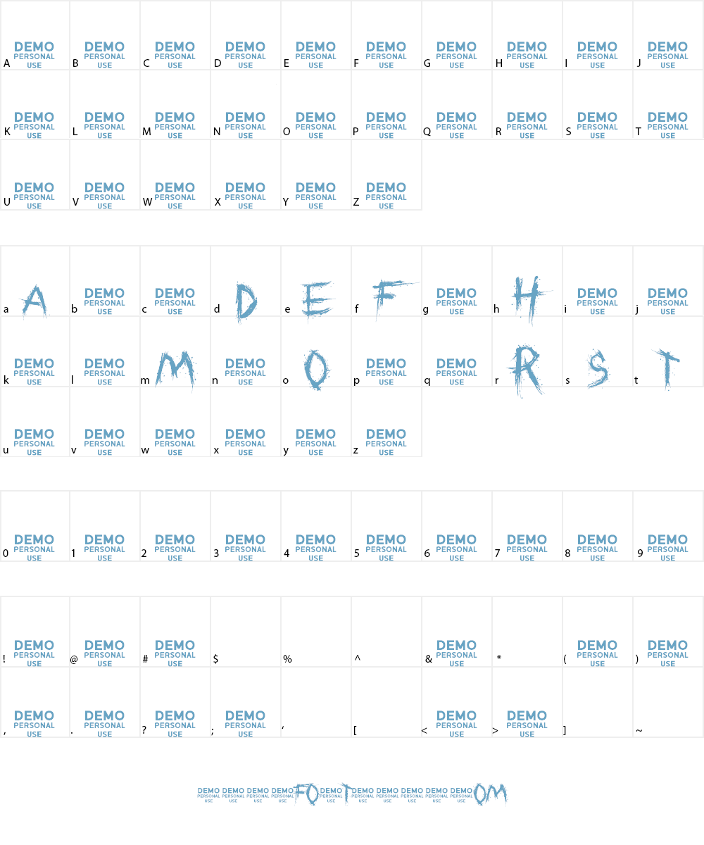 Dreams of Death Font Character